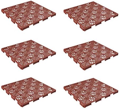 Deck Tiles - 6-Pack Pavers - Polypropylene Interlocking Patio Tiles - Outdoor Flooring for Patio, Porch, Garage, or Pool Deck by Pure Garden (Terracotta)