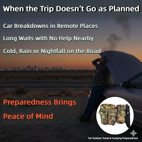 Camping Survival Kit, All in One Outdoor Emergency Gear with Knife, Fire Starter, Fishing Kit, Water Pouch & Compass for Hiking Backpacking Bushcraft Gift for Him