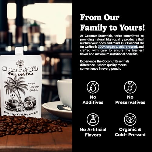 Coconut Essentials - Organic Coconut Oil for Coffee, Cold-Pressed, MCT Oil for Weight Loss, Brain & Digestive Health, Keto-Friendly, Natural Slim