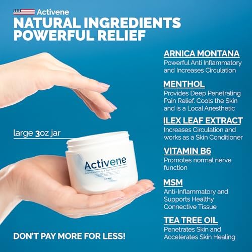 Activene Pain Relief Cream - Anti-Inflammatory Formulation | Made in USA, Non-Greasy, Fast-Absorbing, Chosen for Muscle, Arthritis and Joint Pain