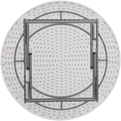 Flash Furniture 6 ft Plastic Round Folding Table, Granite White | Durable Construction, Commercial Use