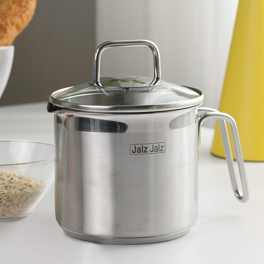 JALZ JALZ 2 Qt Stainless Steel Saucepan with Glass Lid for Induction, Boiling Egg