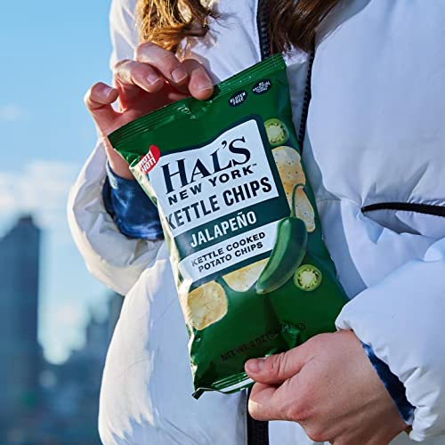 Hal's New York Kettle Cooked Gluten Free Jalapeno Flavored Potato Chip Crisps, 2 Oz (Pack of 24)