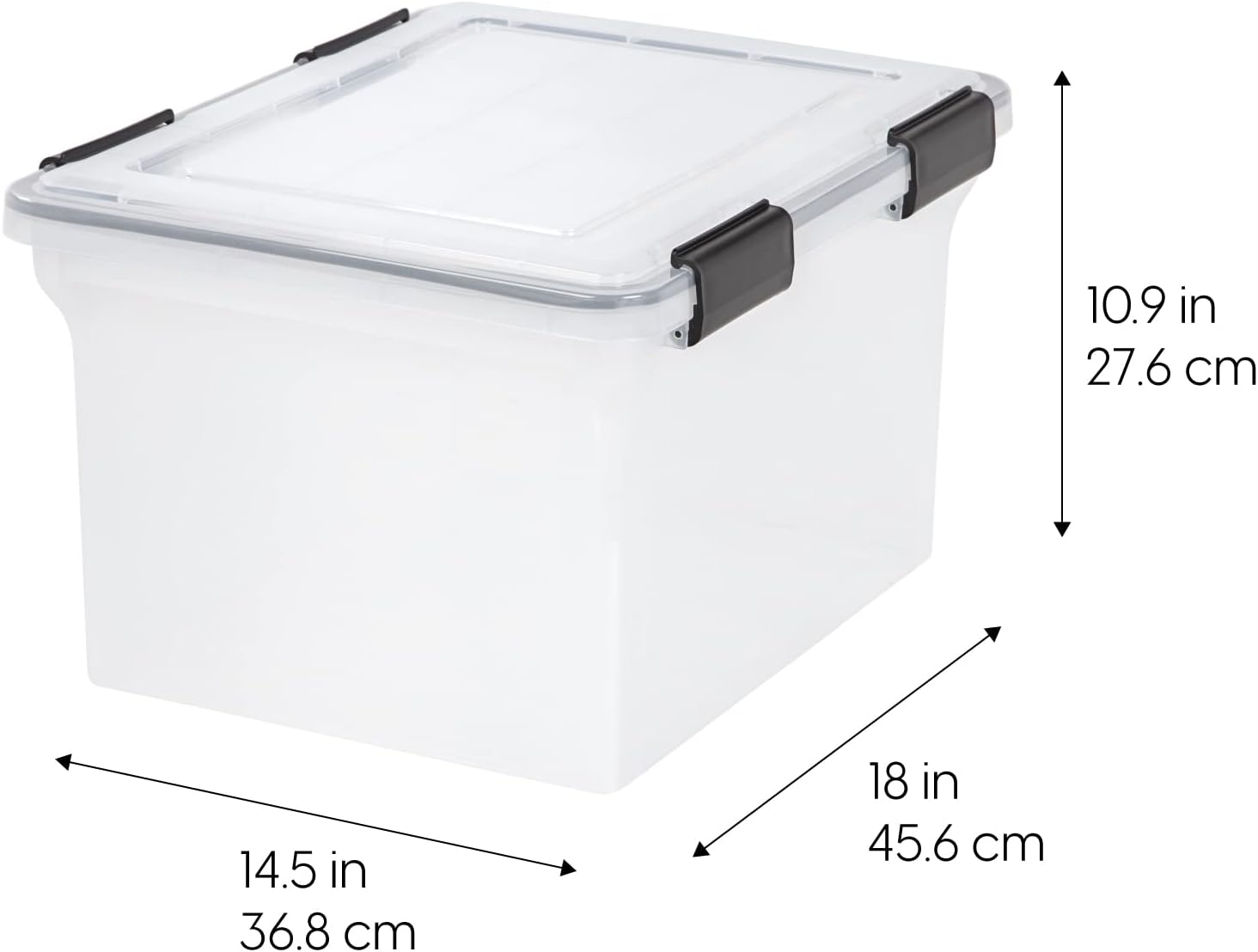 IRIS USA 5-Pack 44 Qt. Letter File Box with Hinged Lid, Clear | Protect important documents, letter and legal files with secure storage for home offices, moving, and long-term organization