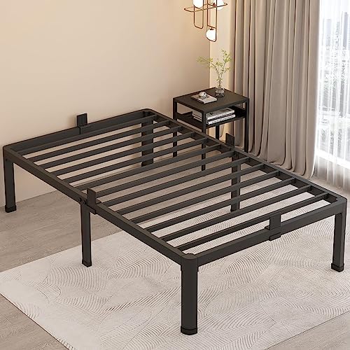 MAF 18 Inch Twin Bed Frames with Round Corner Legs Mattress Slide Stopper | No Box Spring Needed, Heavy Duty Metal Platform Bed Frame
