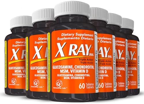 X Ray Dol Triple Action Joint Support Supplement, 60 Count, 1 Pack | Glucosamine 1500mg, Chondroitin 800mg, MSM 750mg, 5X Vitamin D, Supports Healthy Joints, Bones & Cartilage