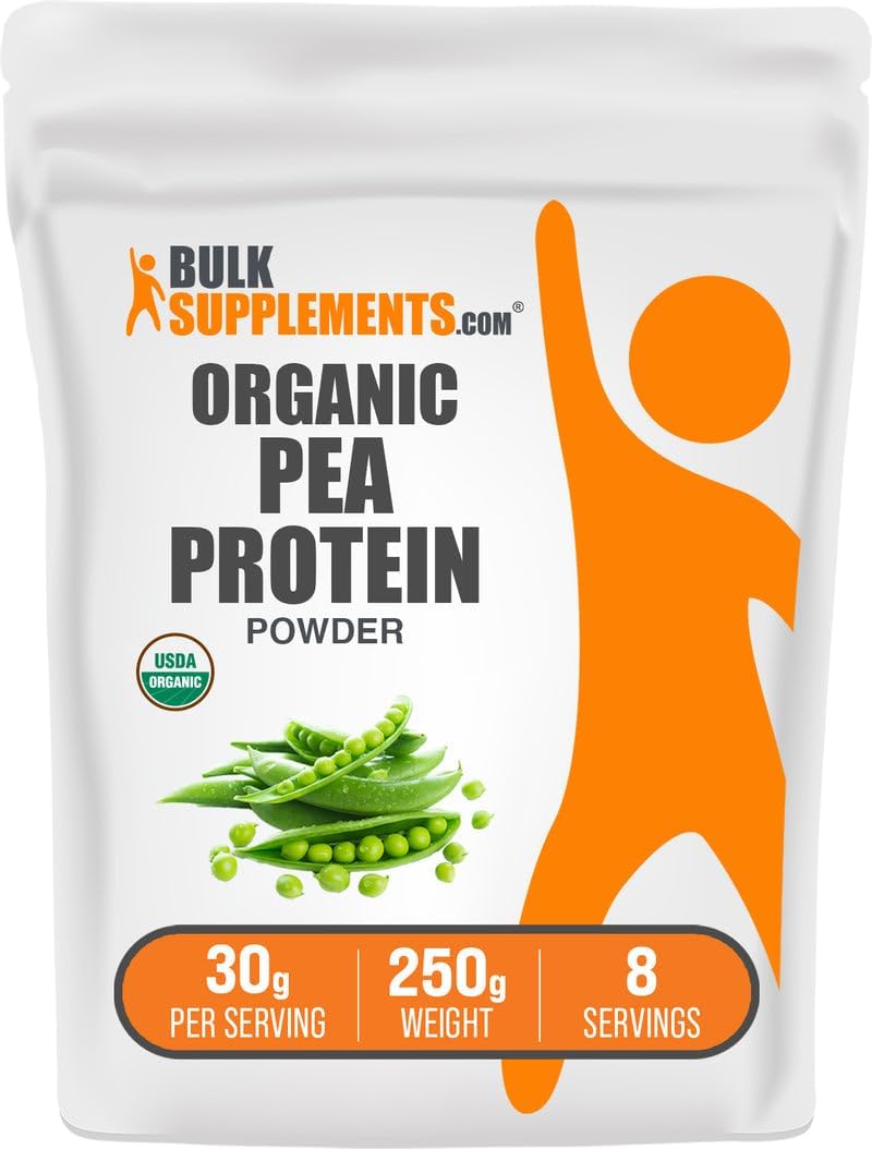 BulkSupplements.com Organic Pea Protein Powder - Plant Based & Vegan Protein Powder - Unflavored & Gluten Free, 30g per Serving, 1kg (2.2 lbs) (Pack of 1)