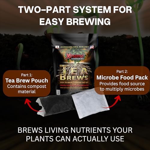 Xtreme Gardening Xtreme Tea Brews – Compost Tea Kit, 2-Pack 80g Pouches, Each Brews 5 Gallons, Bloom Booster & Yield Booster with Worm Castings & Microbe Food Pack, Works with Any Fertilizer Program