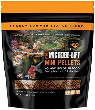 MICROBE-LIFT MLLMPSM Mini Floating Fish Food Pellets for Ponds, Water Gardens, and Fountains, for Small Live Goldfish and Koi, 12 Ounces