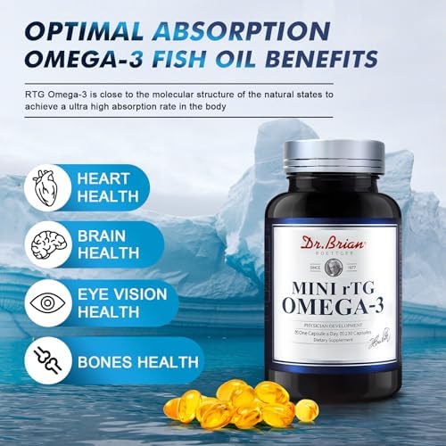 Dr.Brian Fish Oil Supplement 130 Softgel, Highly Absorbed rTG Mini Omega 3 Fish Oil Capsule with EPA/DHA Fatty Acids Vitamin D E
