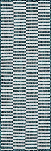 Unique Loom Outdoor Striped Collection Area Rug - Striped (7' 1" x 10' Rectangle, Taupe/Ivory)