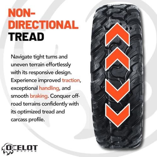 Ocelot WR2016 30x9.5x14 UTV Tires All Terrain, Durable 8-Ply Radial Construction and Non-Directional Tread