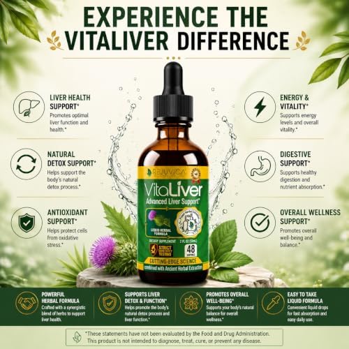 VitaLiver - Liver Health Supplement - Support Liver Cleanse & Detox - Liquid Delivery for Absorption - Milk Thistle, Artichoke, Chanca Piedra, Dandelion & More!