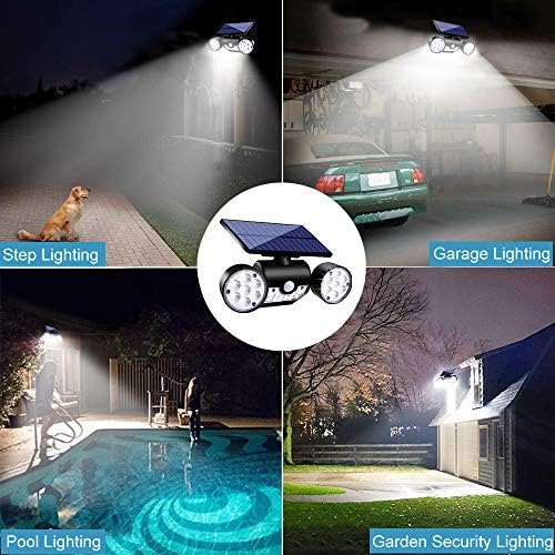 Solar Outdoor Lights Motion Sensor Security Flood Lights 3 Head | Solar Powered Wall Light, IP65 Waterproof, 270°Wide Angle Spotlight with 2 Modes for Garden Patio Porch Yard Path Tree