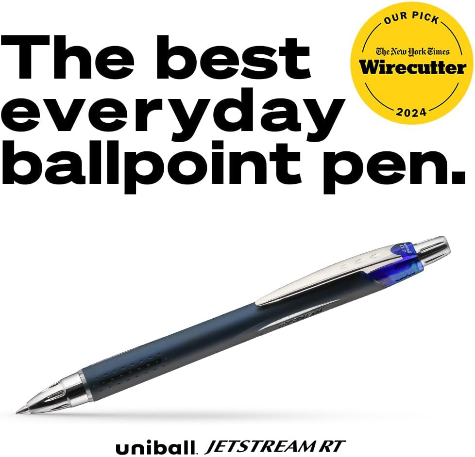 uniball™ Jetstream RT Ballpoint Pens, Black Ink, 0.7mm Fine Point, 3 Count | Retractable, Smooth Writing, Quick-Drying, Smear-Resistant, uni Super Ink™