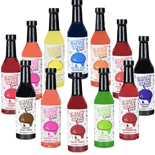 Concession Express® Snow Cone Syrup Party Pack – 12 Pack (12.7 oz Bottles) – Variety of 12 Flavors for Snow Cones & Shave Ice – Blue Raspberry