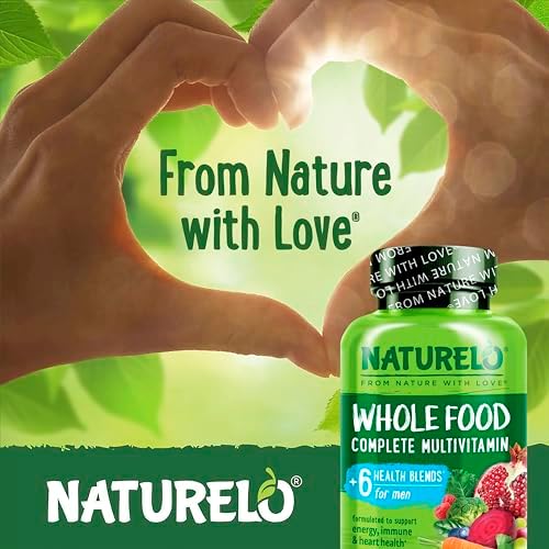 NATURELO Men's Multivitamins - Whole Food Multivitamin for Men, 120 Caps | Vitamins, minerals, vegetarian capsules, energy, brain, heart, eye health*