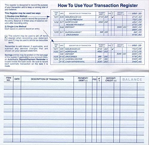Checkbook Registers, 23-24-25 Calendars, for Personal Checkbook, Transactions Ledgers (10 Checkbook Registers)