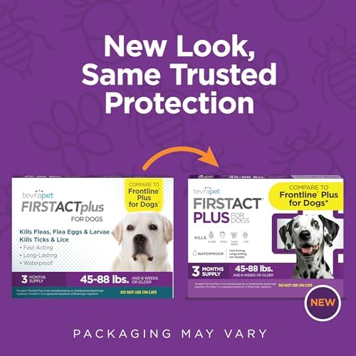 FirstAct Plus Flea Treatment for Dogs, Large Dogs 45-88 lbs, 6 Doses, Same Active Ingredients as Frontline Plus Flea and Tick Prevention for Dogs
