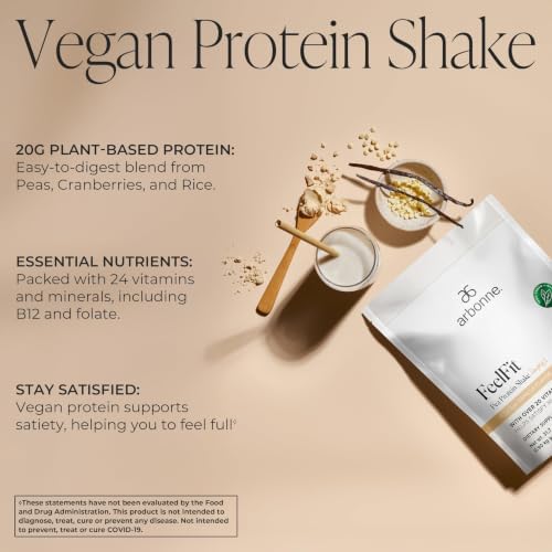 Arbonne Feelfit Pea Protein Shake - Daily Supplement Powder, Vegan Protein for Support of Overall Health, Energy and Well-Being, Vanilla