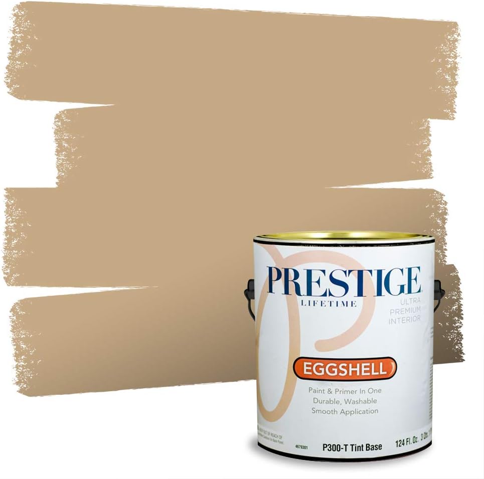 PRESTIGE Paints Exterior Paint and Primer In One, 1-Gallon, Satin, Comparable Match of Sherwin Williams* Relaxed Khaki*
