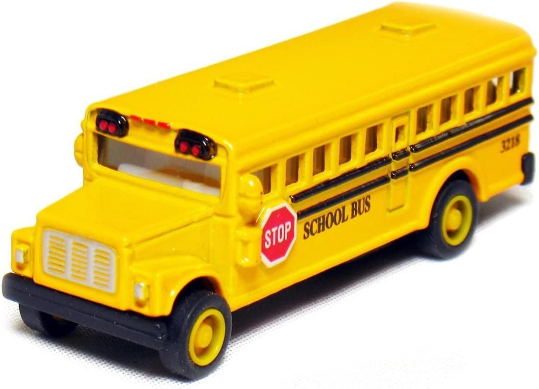 🚌 KiNSFUN Classic Long Nose School Bus 2½" Die Cast Metal w/ Pull Back Action 12 Pack