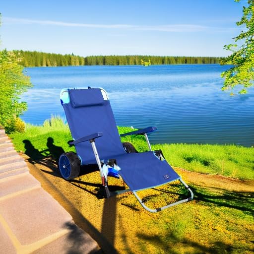 Mac Sports Beach Day Foldable Chaise Lounge Chair with Integrated Wagon Pull Cart Combination and Heavy Wheels - Perfect for Beach, Backyard