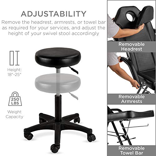 Best Choice Products 71in 3-Section Multipurpose Massage Bed, Spa & Salon Facial, Tattoo Chair w/Hydraulic Stool, Removable Headrest, Facial Cradle