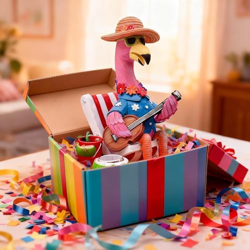 TERESA'S COLLECTIONS Pink Flamingo Garden Decor with Solar Light, Flamingo Summer Outdoor Decor