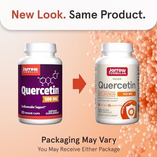 Jarrow Quercetin 500mg Capsules for Cardiovascular & Immune Health, 200ct | Cellular Health Support, Cardiovascular Support, Antioxidant Support, Supports Antioxidant Status, Veggie Capsules