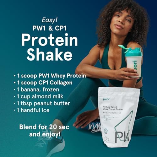 Puori PW1, Grass Fed Whey Protein Powder, Dark Chocolate, 30 Servings | Pasture-Raised Whey Protein Powder Drink Mix containing BCAA Amino Acids - Post-Workout Supplement for Muscle Gain & Recovery