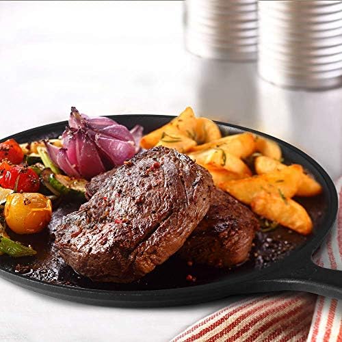 Commercial CHEF 10.5-Inch Cast Iron Round Griddle, Pre-Seasoned, CHFL911
