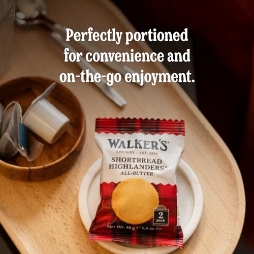 Walker's Shortbread Highlanders, Pure Butter Shortbread Cookies, Snack Pack, 1.4 Oz (Pack of 18)