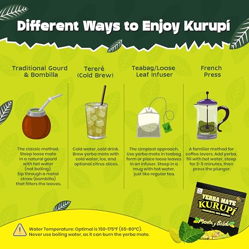 Kurupi Yerba Mate with Mint & Boldo 500 g (1.1 lb) | Paraguayan Herbal Loose Leaf Blend | Refreshing Natural Mate Tea with Mint & Boldo Leaves