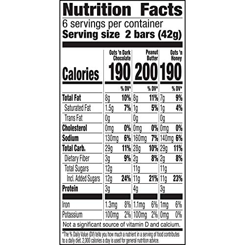 Nature Valley Crunchy Granola Bars, Value Pack, 60 ct, 44.7 oz | Oats & Honey and Peanut Butter Varieties, 2-Bar Pouches, Whole Grain Oats, No Artificial Flavors