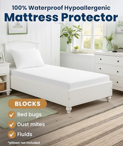 Everlasting Comfort Premium Queen Size Mattress Protector - Waterproof & Hypoallergenic, Noiseless Design, Washable Cover, 18" Deep Pocket, Bed Bug & Dust Mite Proof Cover for Sleep Hygiene