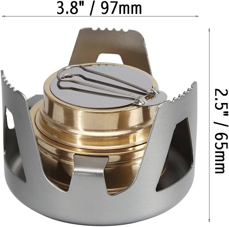 Mini Alcohol Backpacking Stove, Lightweight Brass Spirit Burner with Aluminium Stand for Camping Hiking and Picnic