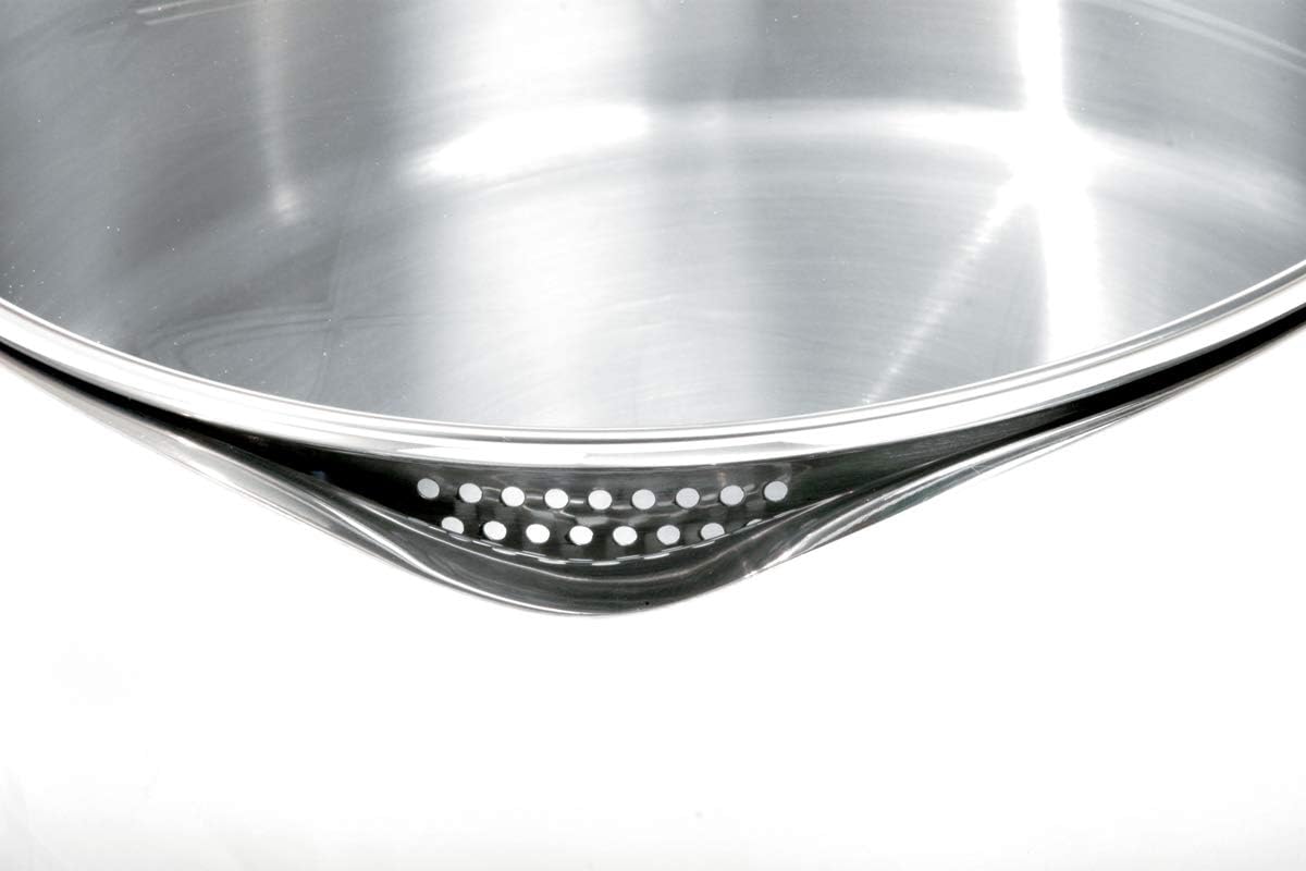 Norpro KRONA 5 Quart Vented Pot with Straining Lid, Stainless Steel,645,Silver