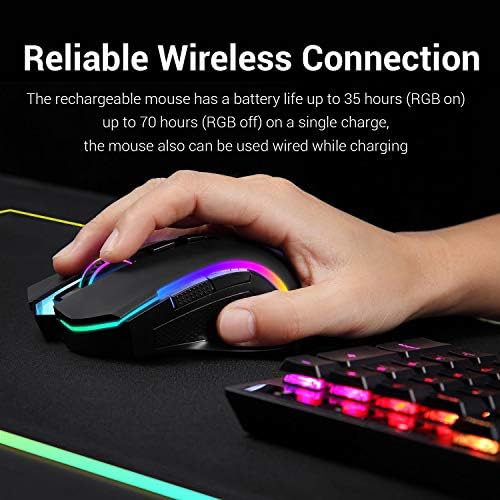 Redragon M602 Gaming Mouse, Ergonomic RGB Gaming Mouse Wired with 7200 Adjustable DPI, 9 Programmable Buttons, Professional Software for Gamer Office [Black]