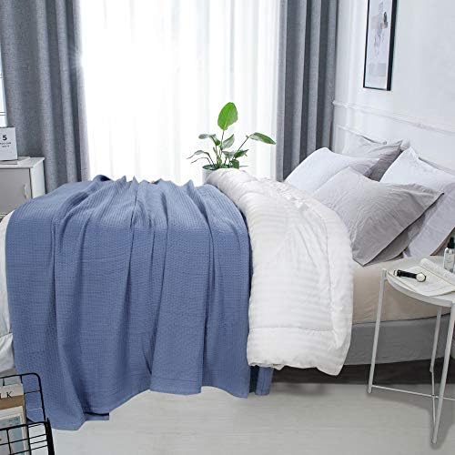 DOLLCENT 100% Cotton Queen Size Blanket for Bed, Premium Soft Combed Lightweight Blankets, Washed Breathable Cozy Bed Throw Blanket, Ivory Queen Cotton Blankets for All Season: Ivory (90"x90")