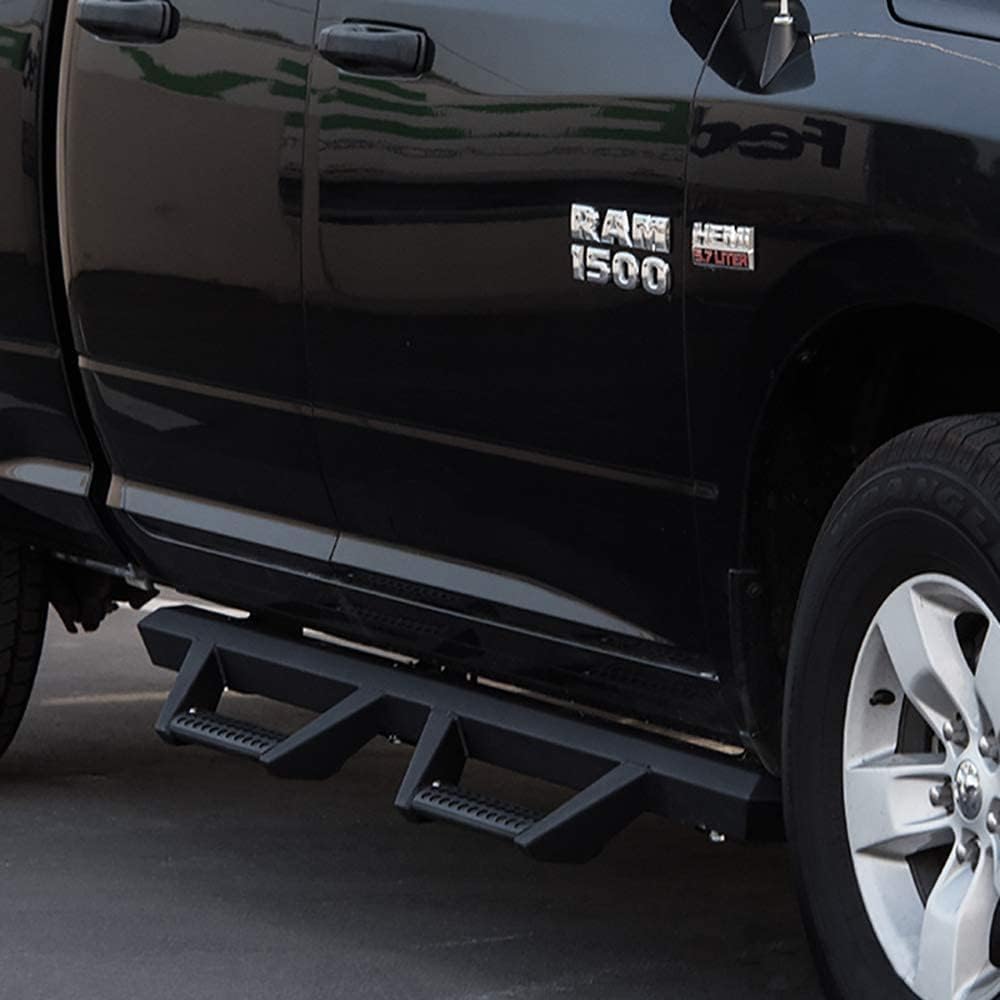 Hoop Drop Step Side Bars Running Boards Matte Black 2009-2019 For Ram 1500 Quad
