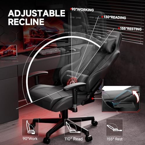 GTRACING Gaming Chair Racing Office Computer Ergonomic Video Game Chair Backrest and Seat Height Adjustable Swivel Recliner with Headrest and Lumbar