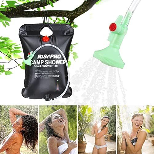 Solar Shower Bag, 5 gallons/20L Solar Heating Camping Shower Bag Temperature Indicator Hot Water 45°C Hiking Climbing C1004