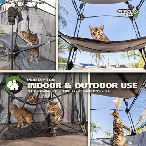 Kitty Compound Outdoor Cat Enclosure and Tunnel, Play Tents | Portable playhouse setup letting indoor felines enjoy fresh air outside while staying contained, safe and secure at all times