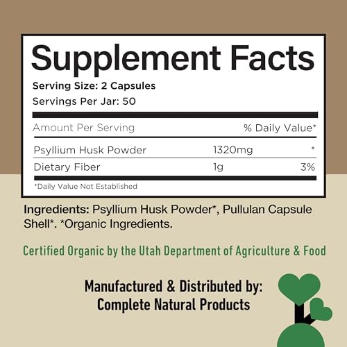 CNP | Organic Psyllium Husk Capsules 660mg - Fiber Caps, Colon Cleanse Aid