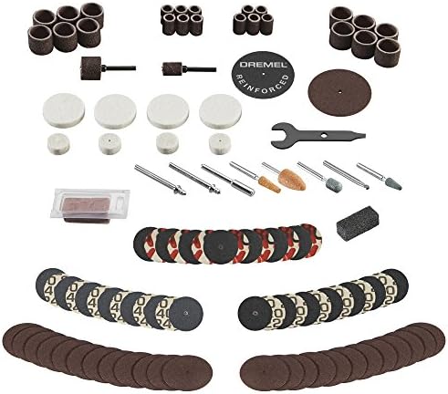 Dremel 160-Piece Rotary Tool Accessory Kit with EZ Lock Technology - 1/8" Shank - Cutting Bits, Polishing Wheel and Compound, Sanding Drums and Sanding Discs (710-08) | EZ Lock technology, cutting, polishing and sanding accessories