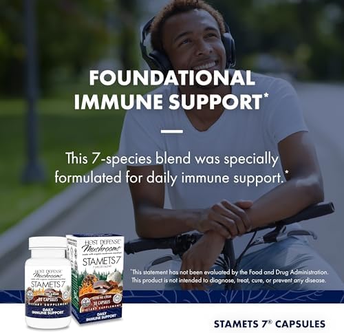 Host Defense Stamets 7-7 Species Blend - Mushroom Supplement for Immune Support - Includes Royal Sun Blazei, Cordyceps, Reishi, Maitake, Lion's Mane, Chaga & Mesima - 60 Capsules (30 Servings)*