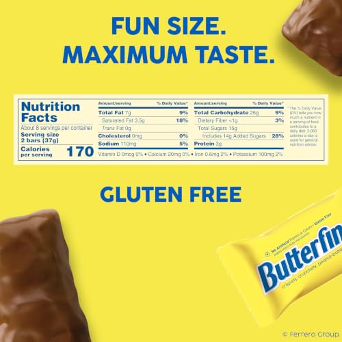 Butterfinger Fun Size Candy Bars, Crispety Crunchety Peanut-Buttery, Individually Wrapped, 6 bags, 10.2 oz each | 6 Pack