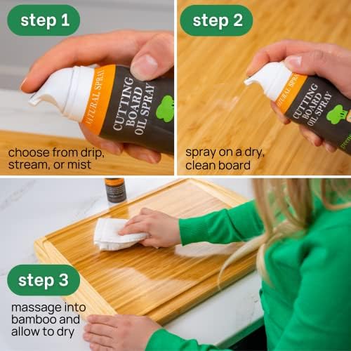 Greener Chef Non Toxic Cutting Board Oil - Innovative Spray for No Mess and Less Waste - Pure Italian Walnut Oil Conditioner for Wood Butcher Blocks