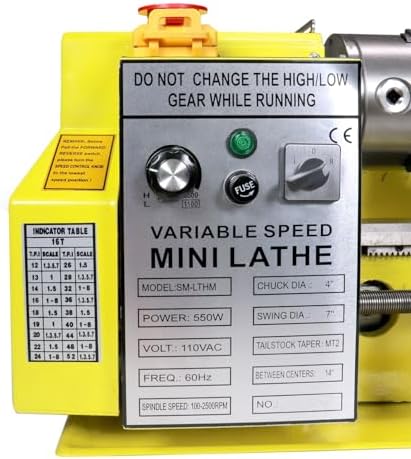 7 x 14 Precision Bench Top Mini Metal Milling Lathe Variable Speed 2500 RPM & Digital Readout with 5 pc. Cutter Kit